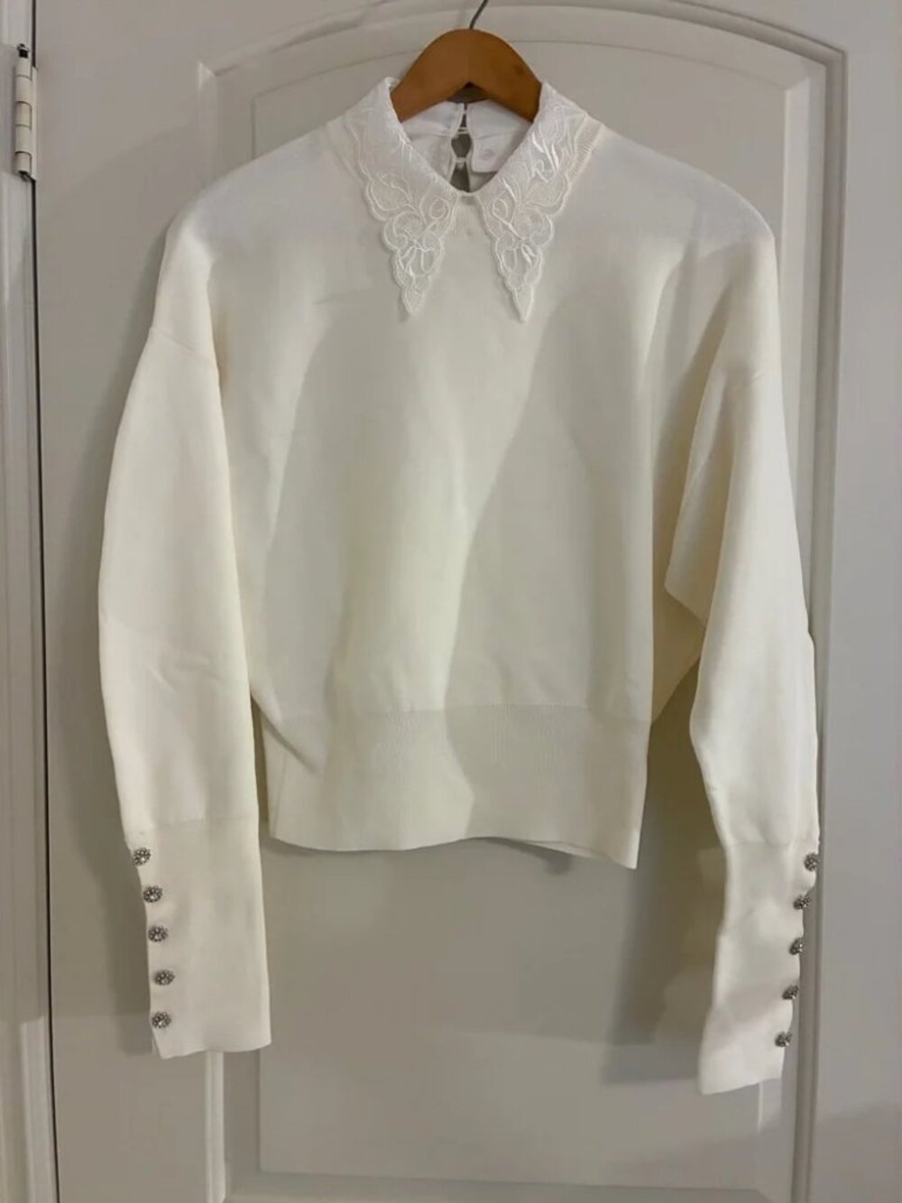 Jorya White Sweater with Lace Detail